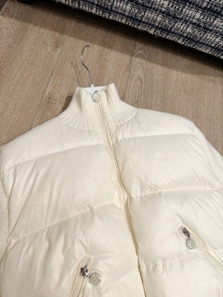 Moncle* Simple Collared Wool Knit Patchwork Jacket with Single Down Jacket