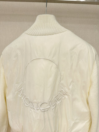 Moncle* Simple Collared Wool Knit Patchwork Jacket with Single Down Jacket