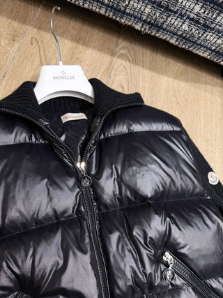 Moncle* Simple Collared Wool Knit Patchwork Jacket with Single Down Jacket