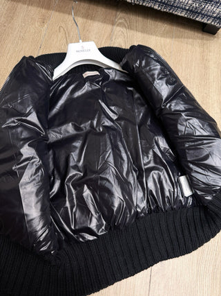 Moncle* Simple Collared Wool Knit Patchwork Jacket with Single Down Jacket