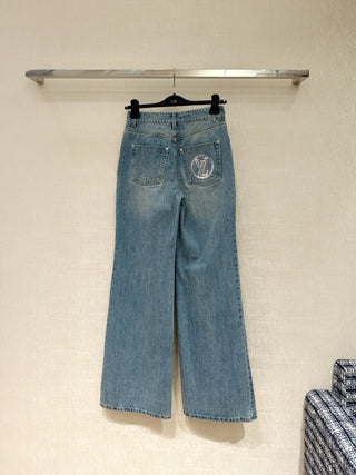 Ski Collection Silver Sequined Wide-Leg Jeans