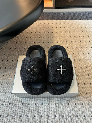 SMF* Platform Plush Open-Toe Slippers