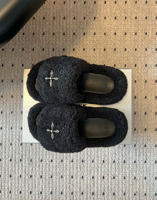 SMF* Platform Plush Open-Toe Slippers