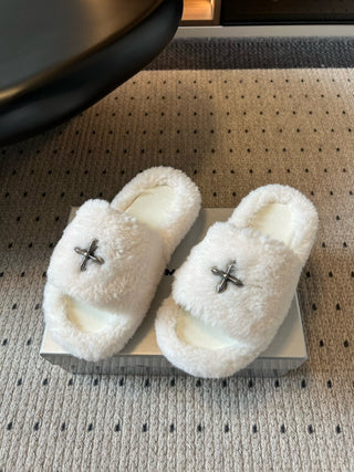 SMF* Platform Plush Open-Toe Slippers