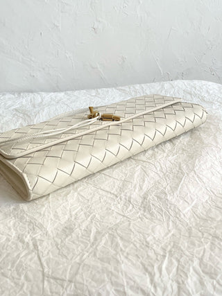 bv andiamo slouch clutch, sea salt white