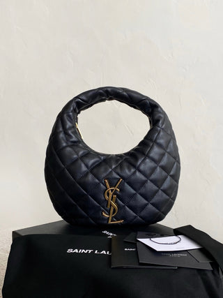 ys1 Icarino Quilted Nappa Leather Handbag Lambskin Black Gold