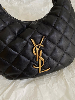 ys1 Icarino Quilted Nappa Leather Handbag Lambskin Black Gold