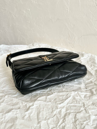 ys1 le57 quilted diamond sheepskin underarm bag black