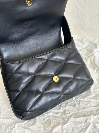 ys1 le57 quilted diamond sheepskin underarm bag black