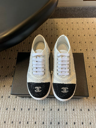 Platform Rhinestone Color-Blocked Lace-Up Sneakers/Casual Shoes