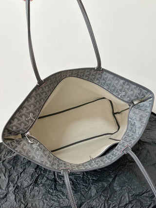 Zippered Tote Shopping Bag, Large/Medium, Grey