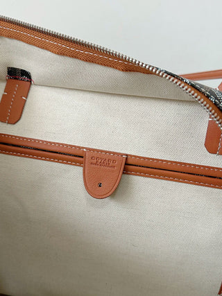 Zippered Tote Shopping Bag, Large/Medium, Black/Brown