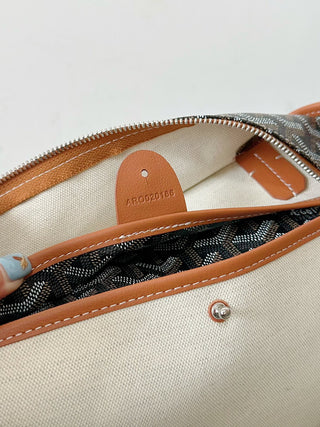 Zippered Tote Shopping Bag, Large/Medium, Black/Brown