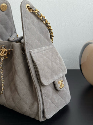 CHANE *25C Drawstring Bucket Hobo Matte Leather