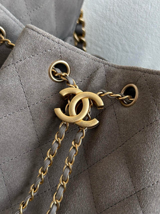 CHANE *25C Drawstring Bucket Hobo Matte Leather