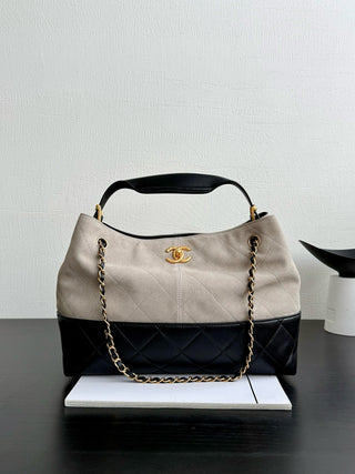 CHANE*  25A Grey Suede Color Block