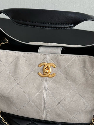 CHANE*  25A Grey Suede Color Block