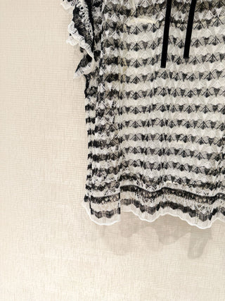 2026 Newest Black and White Lace Top