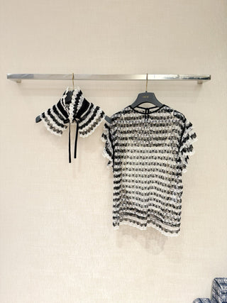 2026 Newest Black and White Lace Top