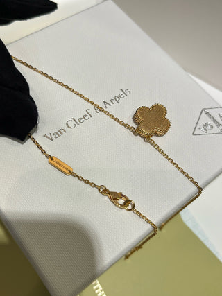 VCA new pink shell with diamond four-leaf clover necklace(925 silver plus zircon)