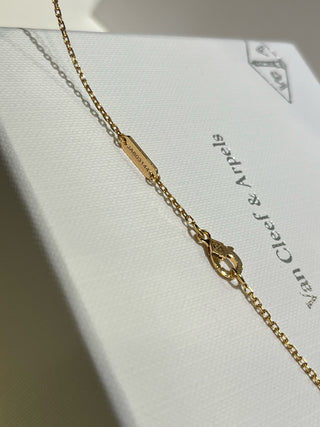 VCA new pink shell with diamond four-leaf clover necklace (925 silver + zircon)