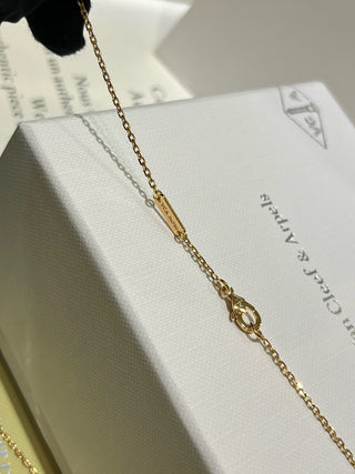 VCA new pink shell with diamond four-leaf clover necklace (925 silver + zircon)