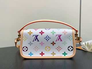 White tricolor baguette handbag