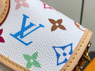 White tricolor baguette handbag