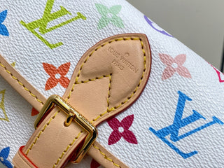 White tricolor baguette handbag