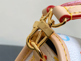 White tricolor baguette handbag