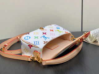 White tricolor baguette handbag