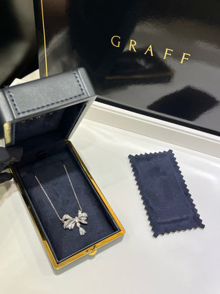 Graf*High Jewelry Series Bow Drop Diamond Necklace (925 Silver Zircon)