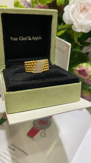 Five-row diamond gold bead ring (gold version)