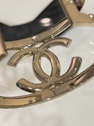 𝑪𝒉𝒂𝒏𝒆⭐️ New Gold Full Diamond Double C Quilted Wide Open Bracelet