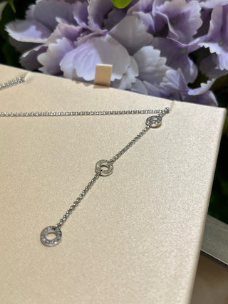 𝐵𝑣𝑙𝑔𝑎𝑟𝑖 New white gold full diamond spring waist necklace(925 silver + zircon)