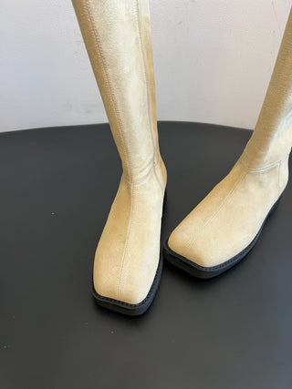 cool square-toe thigh-high biker boots