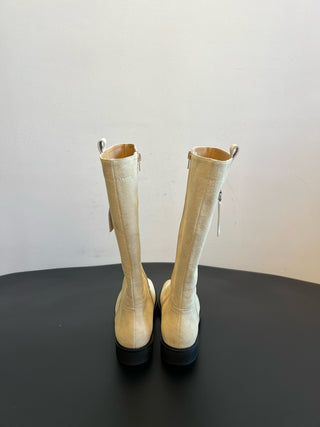 cool square-toe thigh-high biker boots
