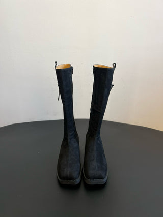 cool square-toe thigh-high biker boots