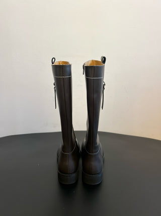 cool square-toe thigh-high biker boots