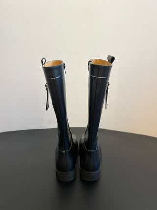 cool square-toe thigh-high biker boots