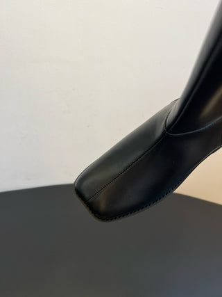 cool square-toe thigh-high biker boots