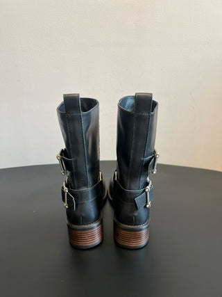 unfoli* new autumn and winter metal buckle western cowboy boots