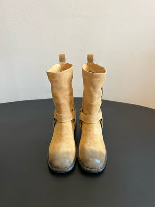 unfoli* new autumn and winter metal buckle western cowboy boots