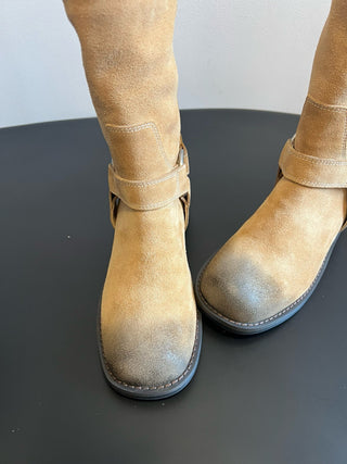 unfoli* new autumn and winter metal buckle western cowboy boots