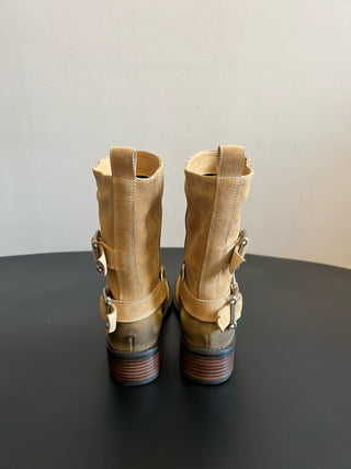 unfoli* new autumn and winter metal buckle western cowboy boots