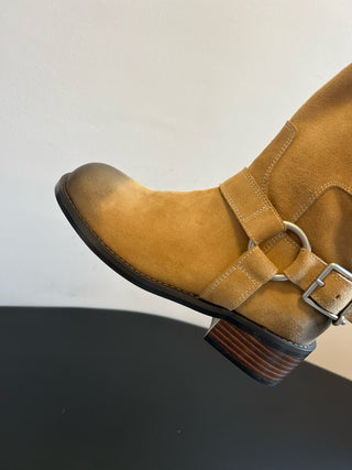 unfoli* new autumn and winter metal buckle western cowboy boots