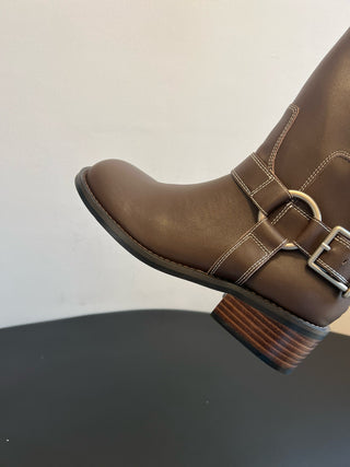 unfoli* new autumn and winter metal buckle western cowboy boots