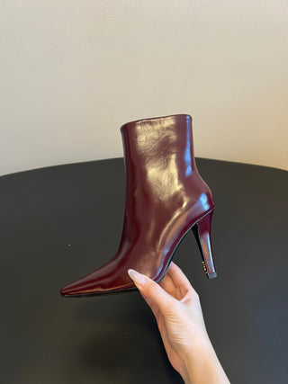 Saint Lauren* minimalist high-luxury classic pointed-toe high-heeled ankle boots