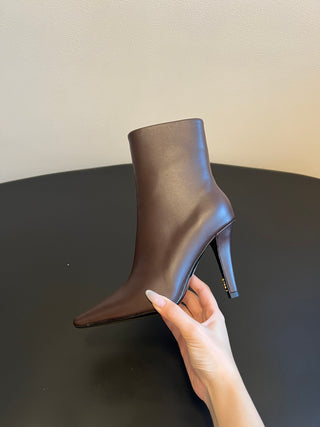 Saint Lauren* minimalist high-luxury classic pointed-toe high-heeled ankle boots