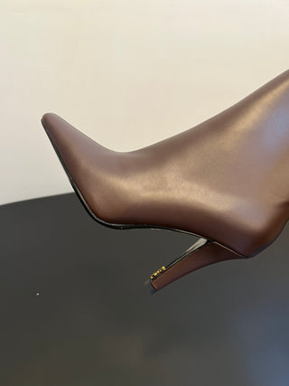 Saint Lauren* minimalist high-luxury classic pointed-toe high-heeled ankle boots